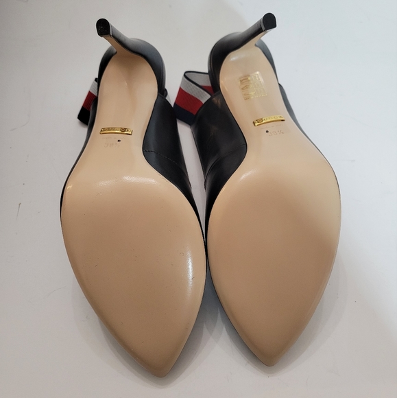 Gucci women's sylvie web and leather slingback pump size 8.5 NEW IN BOX - Picture 5 of 9